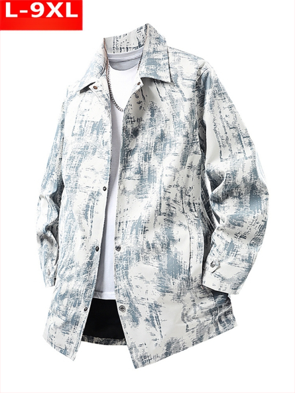 Palton camuflat, croială lejeră, lungime medie 65–80 cm, guler turn-down, închidere cu nasturi la față, material poliester, căptușeală poliester, stil Hong Kong