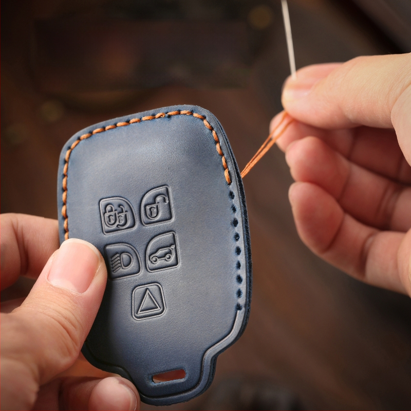 Hallmo rankų darbo raktų dangtelis iš karvės odos Volvo — retro stilius, suderinamas su XC60, S90, XC90, V90, V60, XC40