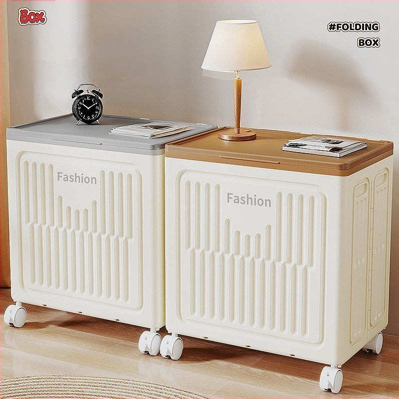 Ντουλάπι Αποθήκευσης Ρούχων με Καπάκι που Ανοίγει, Με Ρόδες, Αναδιπλούμενος Οργανωτής Ρούχων, Μεγάλη Χωρητικότητα, Πλαστικό