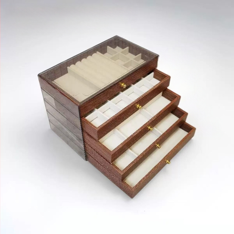 Riešutmedžio rašto juvelyrinių dėžuų daugiasluoksnis organizatorius, skirtas karoliai ir auskarams, didelė talpa, tris ar penkių sluoksnių dizainas