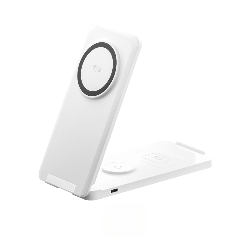 Bezvadu magnētiskais lādētājs ar saliekamu vertikālu statīvu telefoniem, pulksteņiem un Apple austiņām - 15W QC2.0