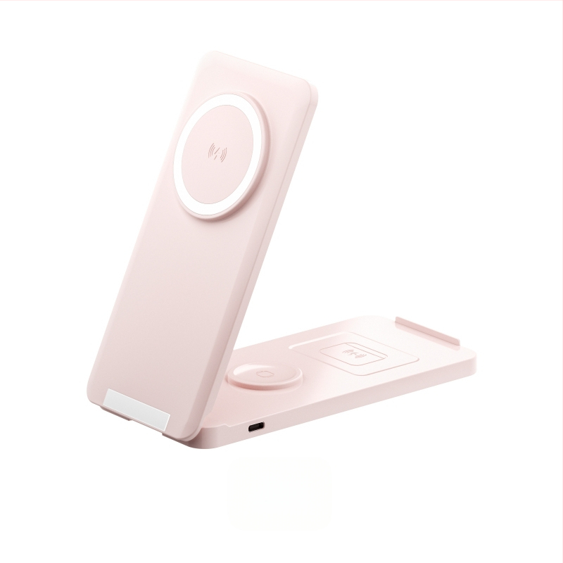 Bezvadu magnētiskais lādētājs ar saliekamu vertikālu statīvu telefoniem, pulksteņiem un Apple austiņām - 15W QC2.0