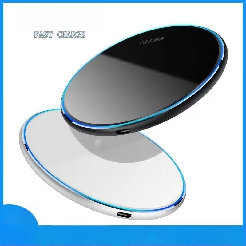 Datora galda bezvadu uzlādzējs, 15W, apaļš alumīnija sakausējuma korpuss, 2A izeja, QC2.0, saderīgs ar Apple un Huawei