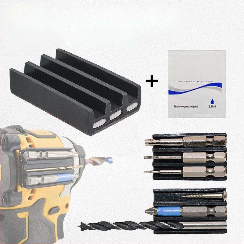 Bitų laikiklis varžtams su lipiniu montavimu ir magnetine funkcija, 3 skylėmis bitų saugojimo juosta, anglies plienas