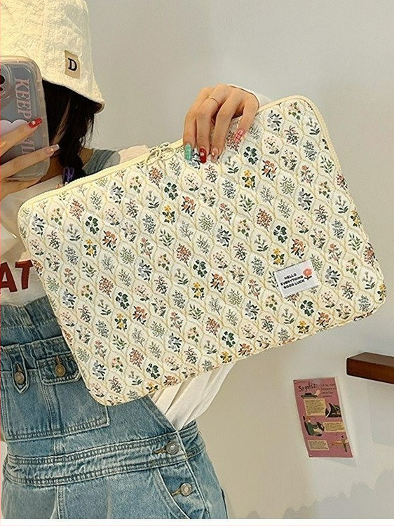 Rankinė dokumentų krepšys su gėlių raštu, kompozicinė medžiaga, nailonas pamušalas, atspari dilimui, gatvės stiliaus dizainas, tinkama nešiojamiesiems kompiuteriams ir planšetėms, su apkrovos mažinimo dizainu