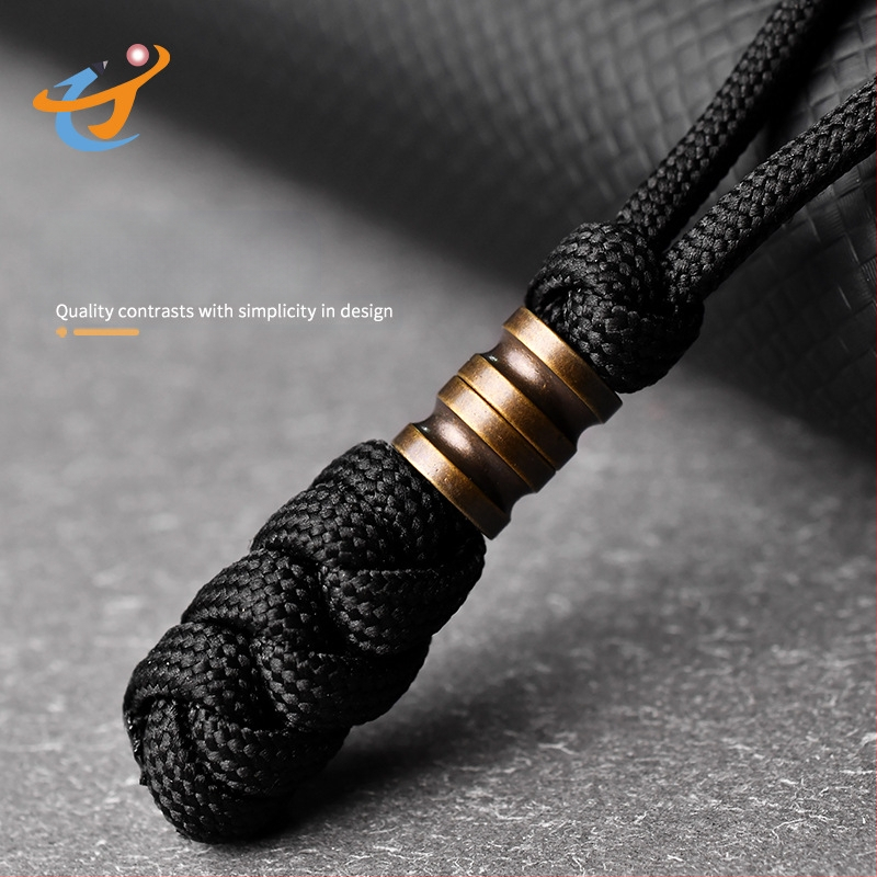 Унисекс ръчно изработена латунна висулка на въже за ключове, ножове и чанти — материал: въже за чадър, латун