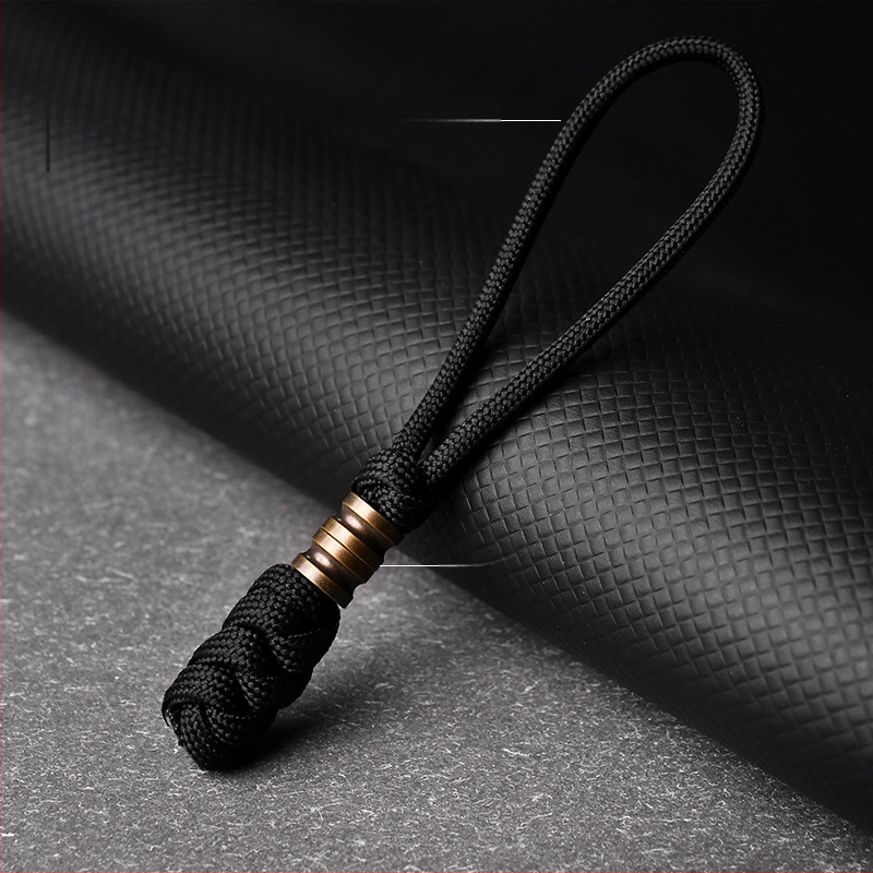 Унисекс ръчно изработена латунна висулка на въже за ключове, ножове и чанти — материал: въже за чадър, латун