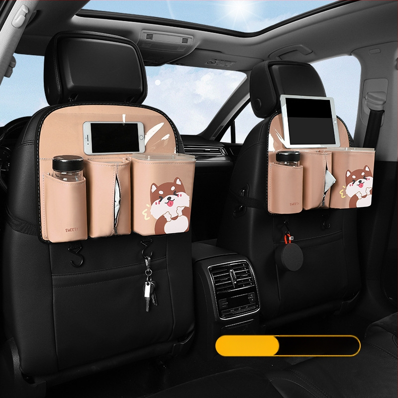 Organizator din piele pentru spatele scaunului, sac de depozitare de tip atârnat, impermeabil, compatibil universal, capacitate personalizabilă