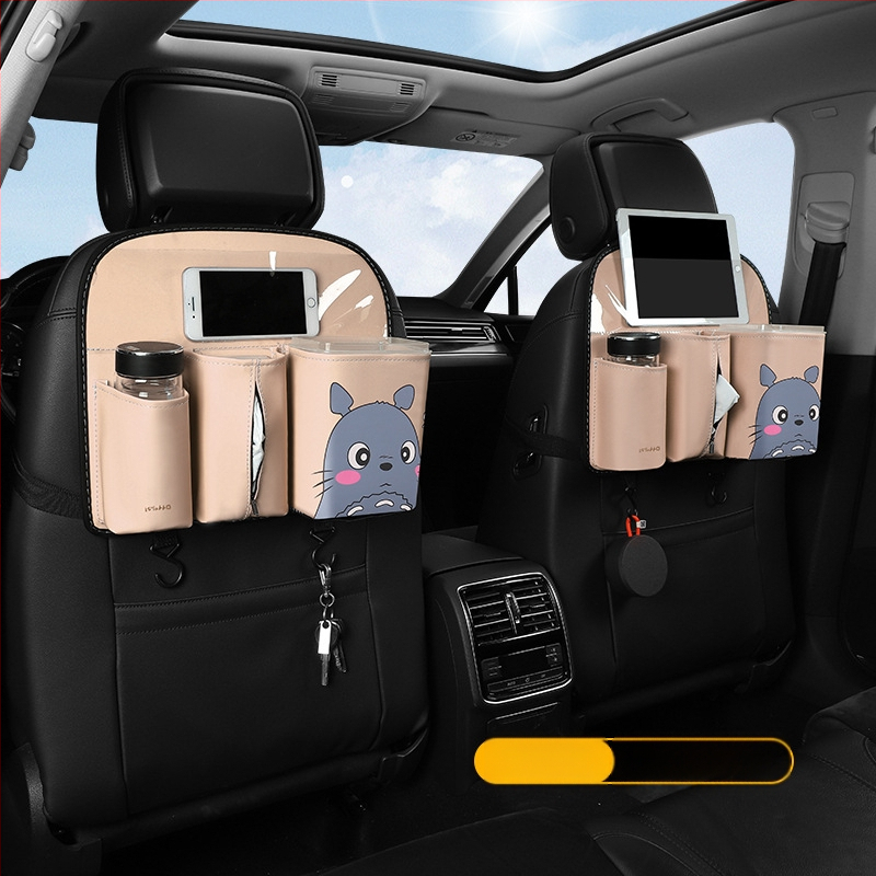 Organizator din piele pentru spatele scaunului, sac de depozitare de tip atârnat, impermeabil, compatibil universal, capacitate personalizabilă