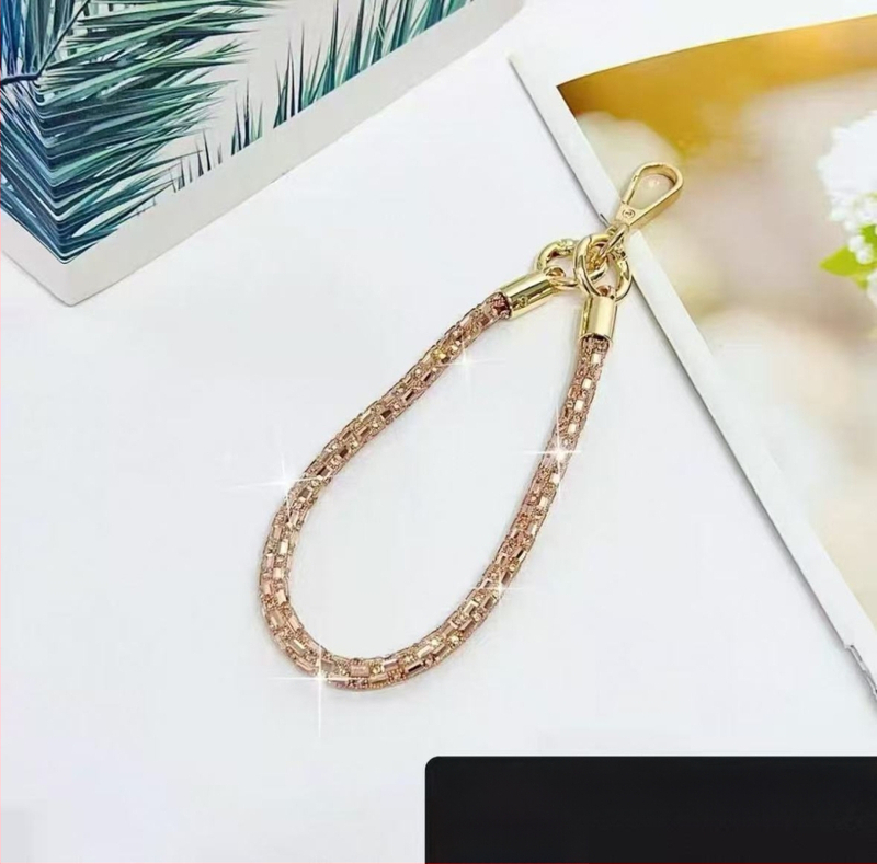 Телефонна каишка за китка със квадратен кристал, ръчно изработена унисекс каишка за телефон — найлон, високеластичен памук, метална закопчалка