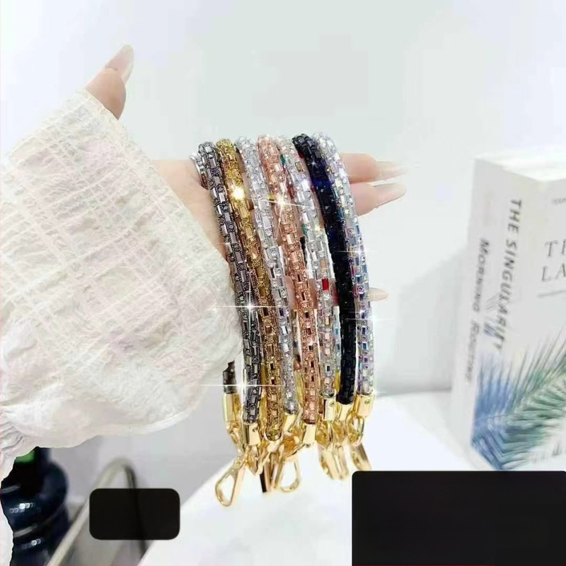 Телефонна каишка за китка със квадратен кристал, ръчно изработена унисекс каишка за телефон — найлон, високеластичен памук, метална закопчалка