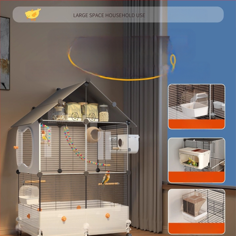 Cușcă pentru papagali, stil vilă de lux, design anti-strop, fabricată la comandă, pentru uz casnic