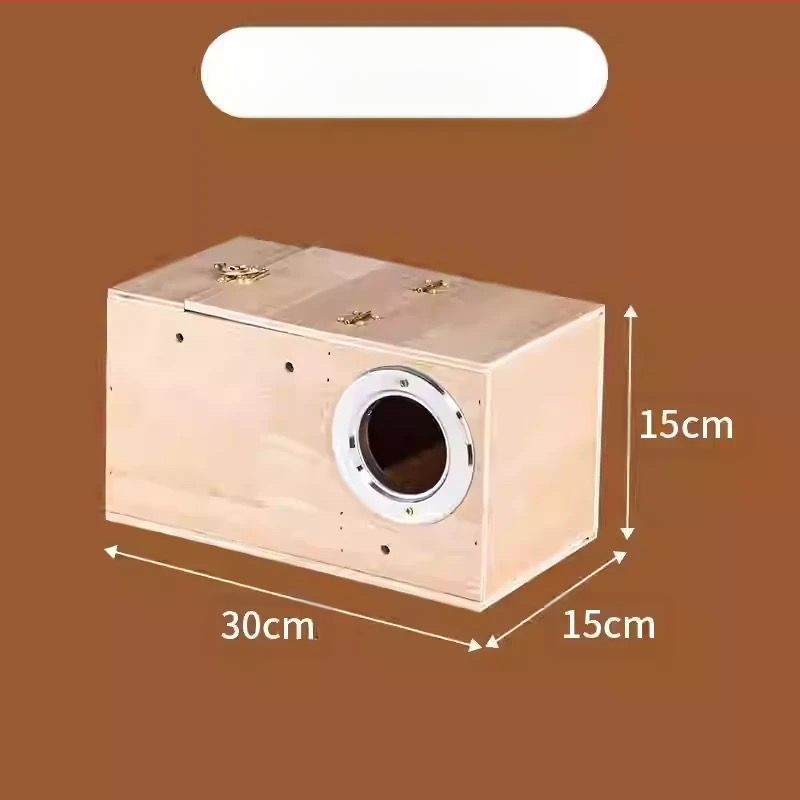 Cutie din lemn pentru reproducerea papagalilor cu cuib suspendat, model RR7hQhsi