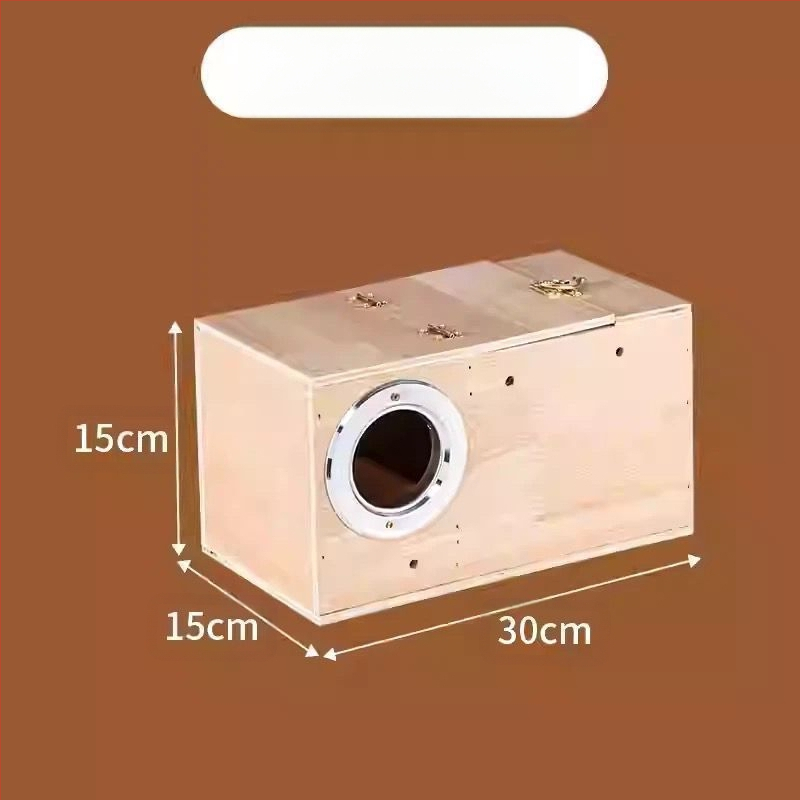 Cutie din lemn pentru reproducerea papagalilor cu cuib suspendat, model RR7hQhsi