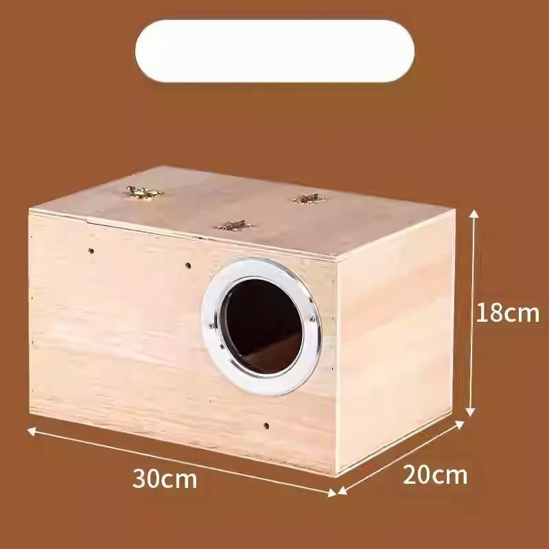 Cutie din lemn pentru reproducerea papagalilor cu cuib suspendat, model RR7hQhsi