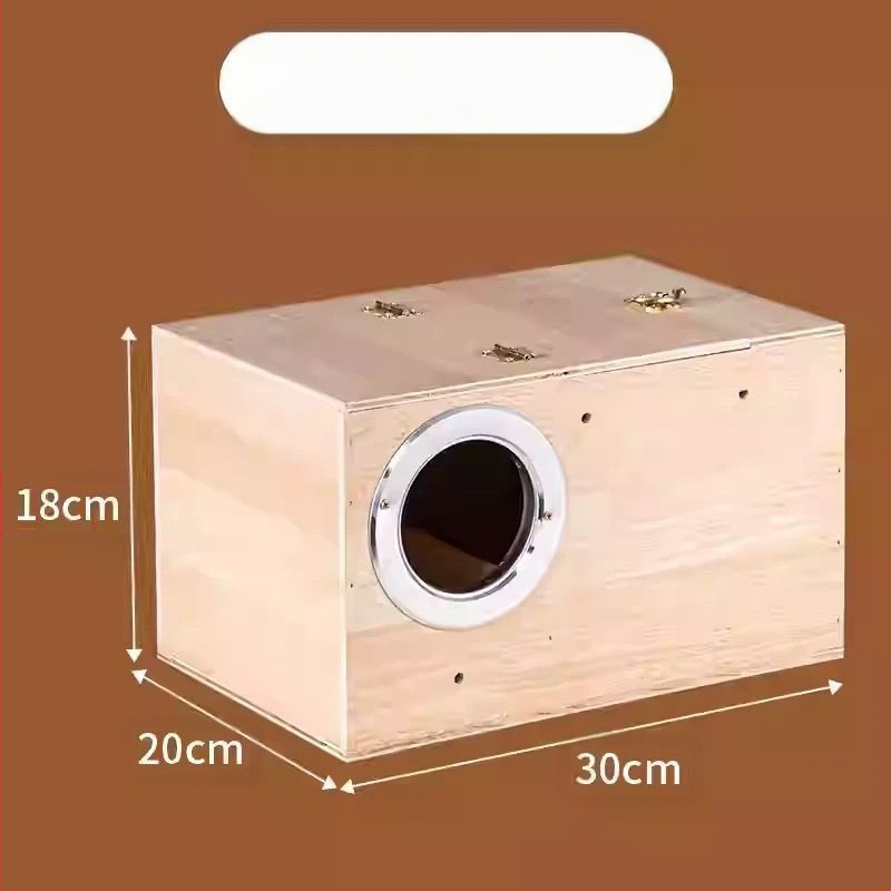 Cutie din lemn pentru reproducerea papagalilor cu cuib suspendat, model RR7hQhsi