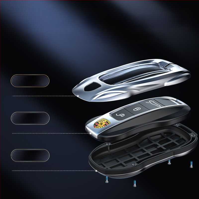 Θήκη κλειδιού Porsche – κράμα ψευδάργυρου, ανθεκτικό σε γρατζουνιές και στη σκουριά, ενσωματωμένο σιλικόνη και TPU, επαγγελματικό στυλ