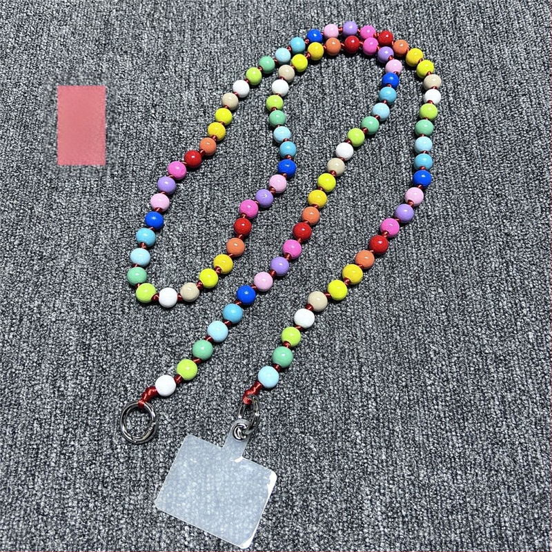 Дървен ланярд за телефон, ръчно изработен, с декоративни мънисти, полиестерно въже, метална катарама