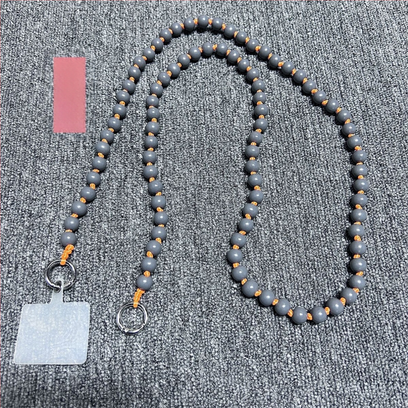 Дървен ланярд за телефон, ръчно изработен, с декоративни мънисти, полиестерно въже, метална катарама