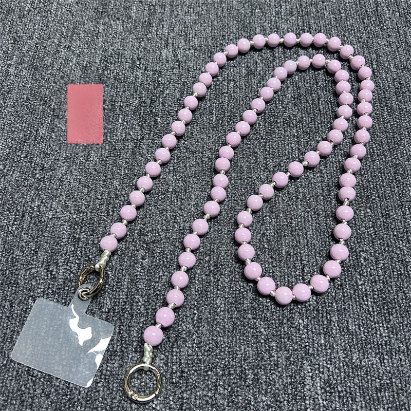 Дървен ланярд за телефон, ръчно изработен, с декоративни мънисти, полиестерно въже, метална катарама