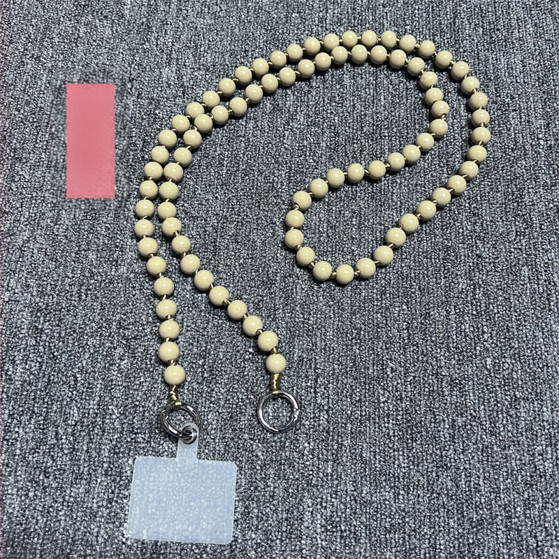 Дървен ланярд за телефон, ръчно изработен, с декоративни мънисти, полиестерно въже, метална катарама