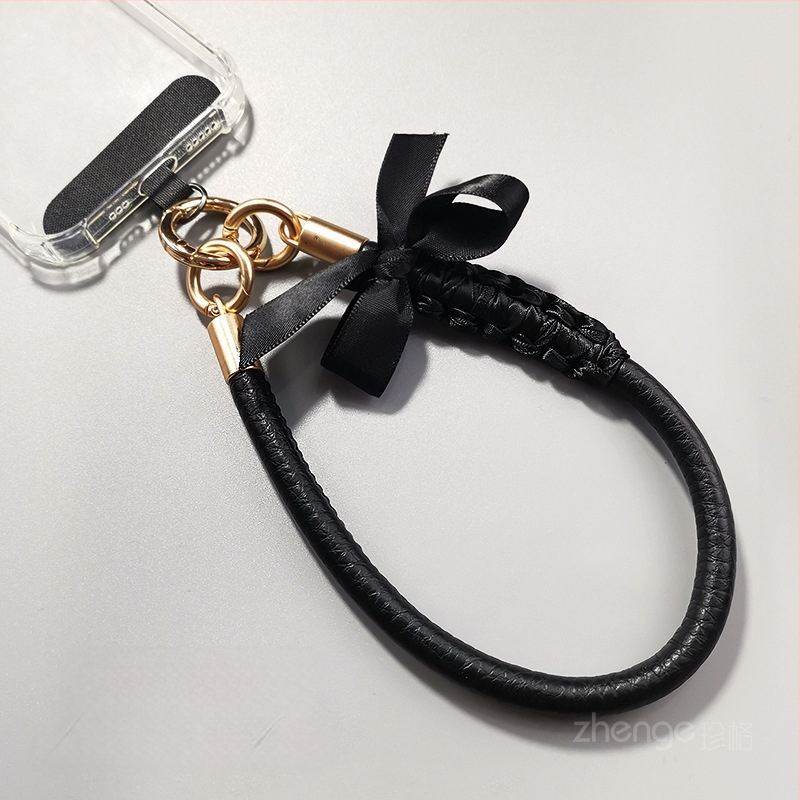 Δερμάτινο λουράκι για κινητό με φιόγκο, για γυναίκες, χειροποίητο, πολυλειτουργικό, μάρκα Jager, στυλ Chanel