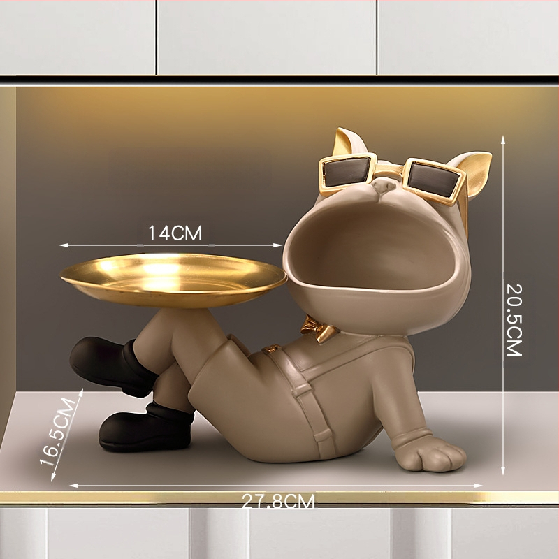 Θήκη κλειδιών εισόδου από ρητίνη με μοτίβο Γαλλικού Μπουλντόγκ – βαμμένη, κατά παραγγελία, διακόσμηση σπιτιού σε ελαφριά πολυτέλεια