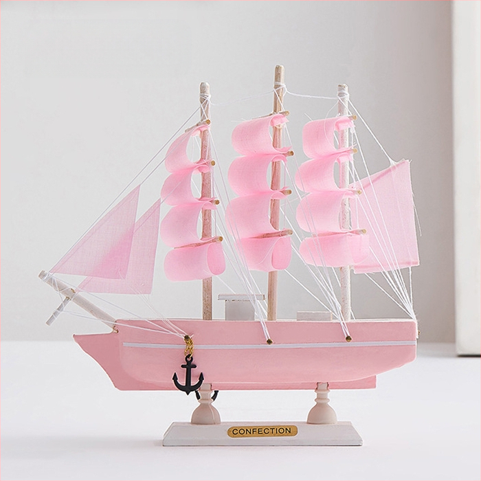 Дървен модел на платноходка – борово дърво, форма: платноходка, стил: модерен минимализъм, мотив: средиземноморски стил