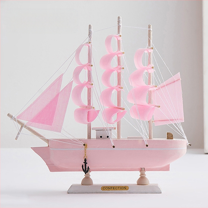 Дървен модел на платноходка – борово дърво, форма: платноходка, стил: модерен минимализъм, мотив: средиземноморски стил