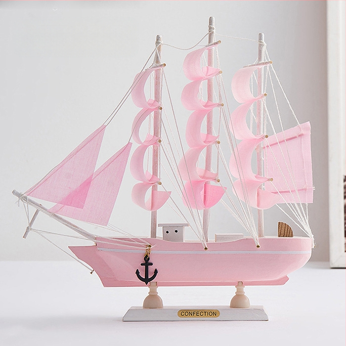 Дървен модел на платноходка – борово дърво, форма: платноходка, стил: модерен минимализъм, мотив: средиземноморски стил