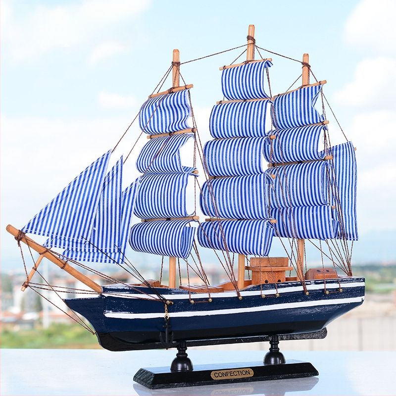 Дървен модел на платноходка – борово дърво, форма: платноходка, стил: модерен минимализъм, мотив: средиземноморски стил