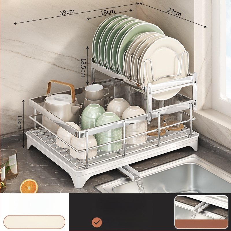 Ράφι αποστράγγισης πιάτων με θήκη για ξυλάκια φαγητού – Ατσάλι άνθρακα – Σύγχρονο μίνιμαλ στυλ – Στενή κατασκευή για περβάζι κουζίνας