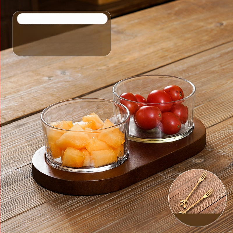 Διαχωριζόμενο πιάτο φρούτων ιαπωνικού στυλ με καπάκι, στρογγυλό γυάλινο μπολ για φρούτα και σνακ, απλός σχεδιασμός