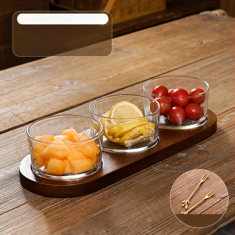 Διαχωριζόμενο πιάτο φρούτων ιαπωνικού στυλ με καπάκι, στρογγυλό γυάλινο μπολ για φρούτα και σνακ, απλός σχεδιασμός