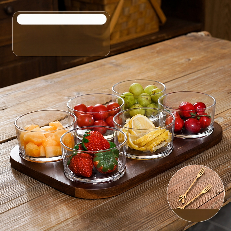 Διαχωριζόμενο πιάτο φρούτων ιαπωνικού στυλ με καπάκι, στρογγυλό γυάλινο μπολ για φρούτα και σνακ, απλός σχεδιασμός