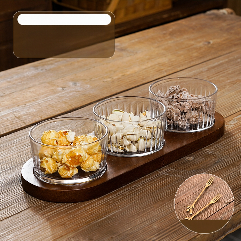 Διαχωριζόμενο πιάτο φρούτων ιαπωνικού στυλ με καπάκι, στρογγυλό γυάλινο μπολ για φρούτα και σνακ, απλός σχεδιασμός