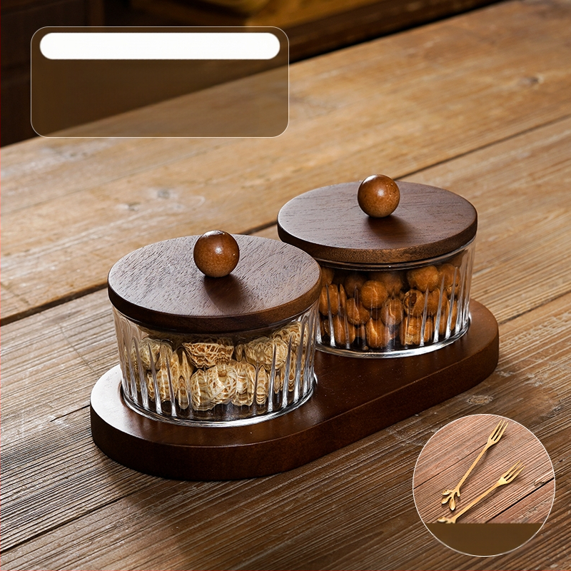 Διαχωριζόμενο πιάτο φρούτων ιαπωνικού στυλ με καπάκι, στρογγυλό γυάλινο μπολ για φρούτα και σνακ, απλός σχεδιασμός