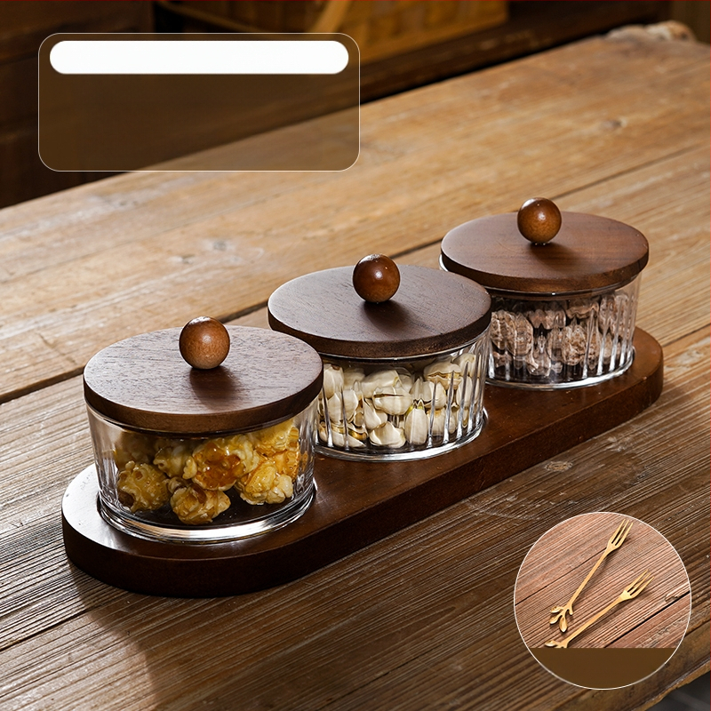 Διαχωριζόμενο πιάτο φρούτων ιαπωνικού στυλ με καπάκι, στρογγυλό γυάλινο μπολ για φρούτα και σνακ, απλός σχεδιασμός