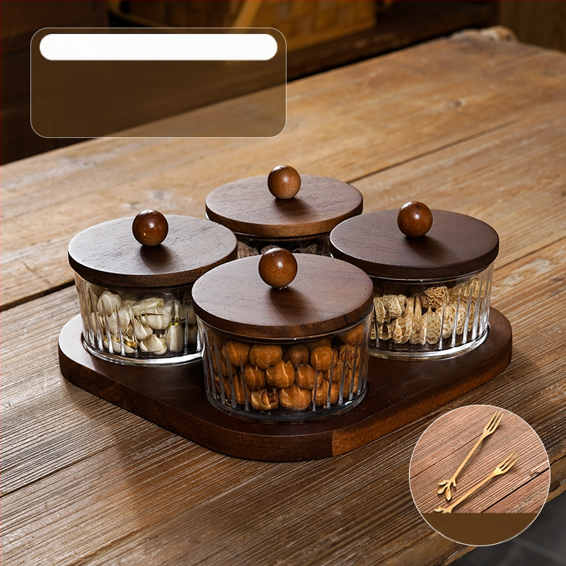 Διαχωριζόμενο πιάτο φρούτων ιαπωνικού στυλ με καπάκι, στρογγυλό γυάλινο μπολ για φρούτα και σνακ, απλός σχεδιασμός