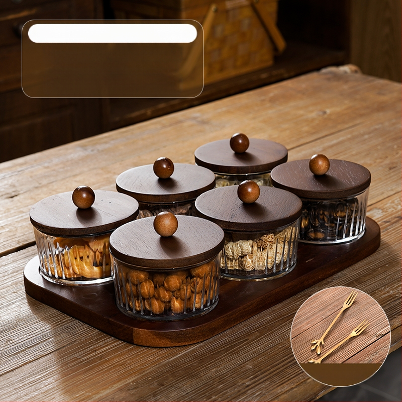 Διαχωριζόμενο πιάτο φρούτων ιαπωνικού στυλ με καπάκι, στρογγυλό γυάλινο μπολ για φρούτα και σνακ, απλός σχεδιασμός