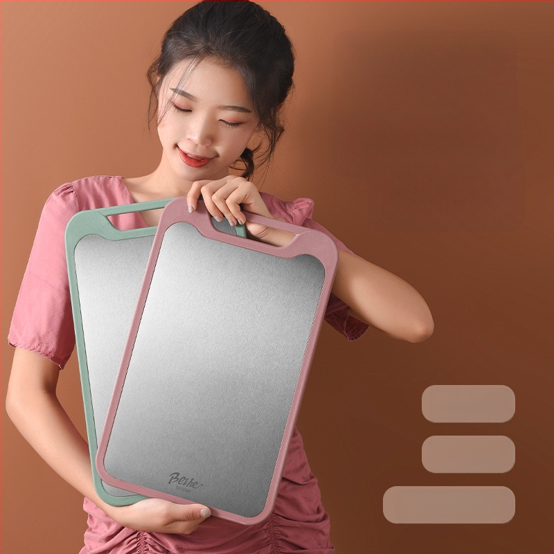 Πίνακας κοπής από 304 ανοξείδωτο ατσάλι-πλαστικό, διπλής όψεως, αντιολισθητικός, πολυλειτουργικός για κουζίνα, κοπή ωμών και ώριμων φρούτων, μοντέρνο μινιμαλιστικό στυλ