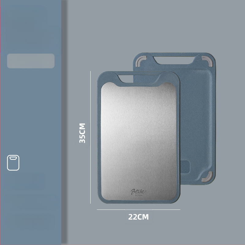 Πίνακας κοπής από 304 ανοξείδωτο ατσάλι-πλαστικό, διπλής όψεως, αντιολισθητικός, πολυλειτουργικός για κουζίνα, κοπή ωμών και ώριμων φρούτων, μοντέρνο μινιμαλιστικό στυλ