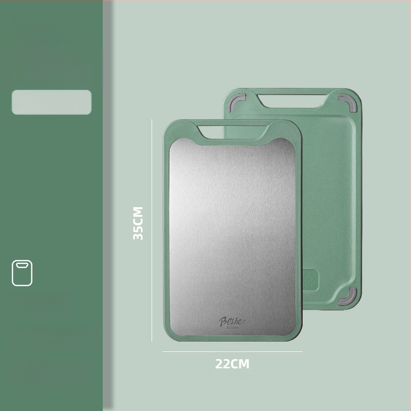 Πίνακας κοπής από 304 ανοξείδωτο ατσάλι-πλαστικό, διπλής όψεως, αντιολισθητικός, πολυλειτουργικός για κουζίνα, κοπή ωμών και ώριμων φρούτων, μοντέρνο μινιμαλιστικό στυλ