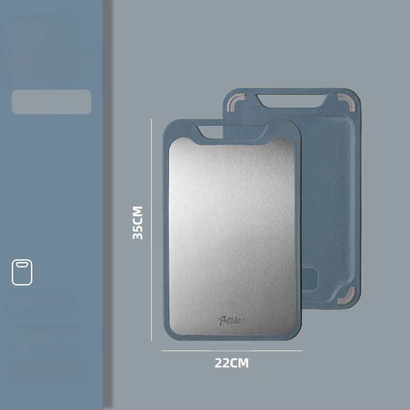 Πίνακας κοπής από 304 ανοξείδωτο ατσάλι-πλαστικό, διπλής όψεως, αντιολισθητικός, πολυλειτουργικός για κουζίνα, κοπή ωμών και ώριμων φρούτων, μοντέρνο μινιμαλιστικό στυλ