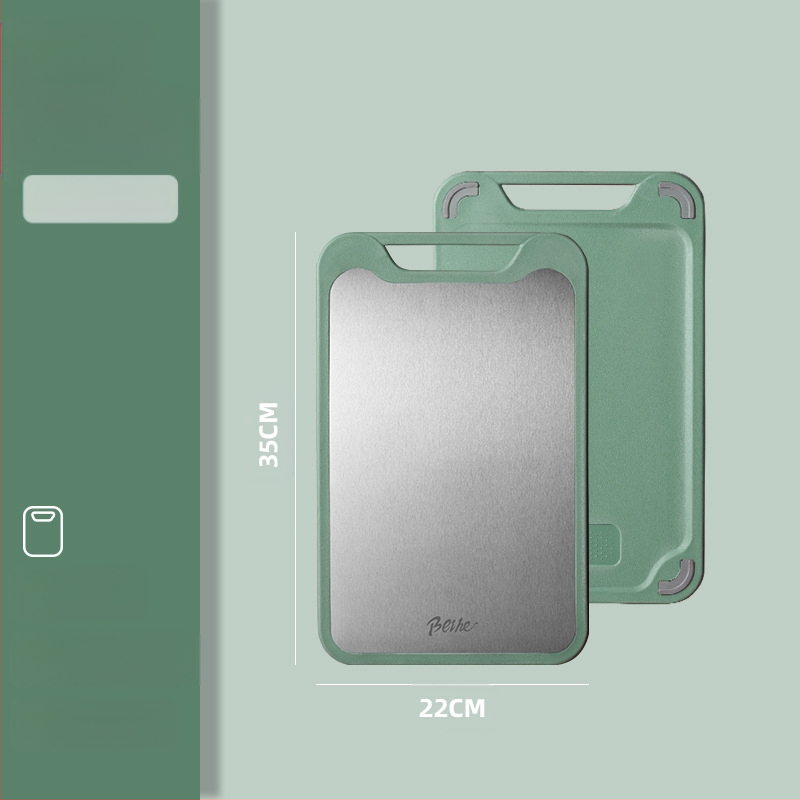 Πίνακας κοπής από 304 ανοξείδωτο ατσάλι-πλαστικό, διπλής όψεως, αντιολισθητικός, πολυλειτουργικός για κουζίνα, κοπή ωμών και ώριμων φρούτων, μοντέρνο μινιμαλιστικό στυλ