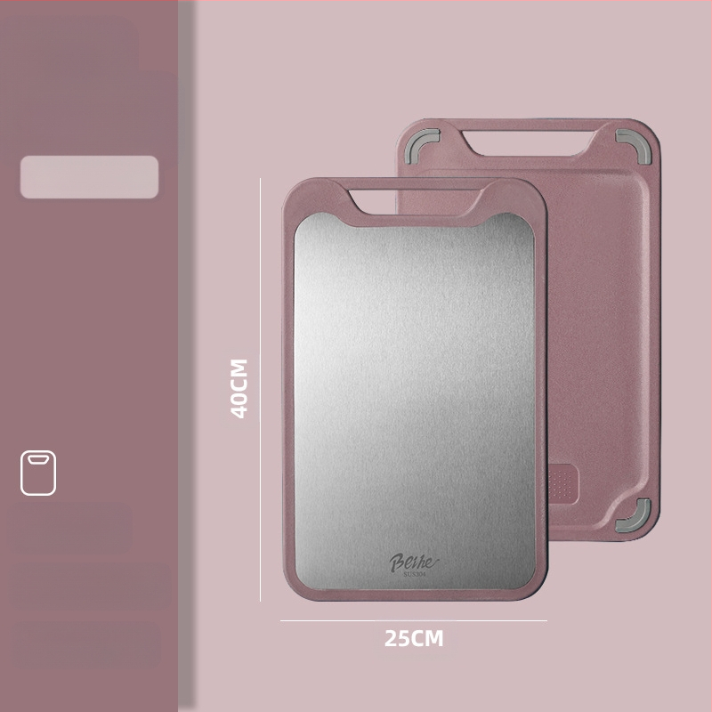 Πίνακας κοπής από 304 ανοξείδωτο ατσάλι-πλαστικό, διπλής όψεως, αντιολισθητικός, πολυλειτουργικός για κουζίνα, κοπή ωμών και ώριμων φρούτων, μοντέρνο μινιμαλιστικό στυλ