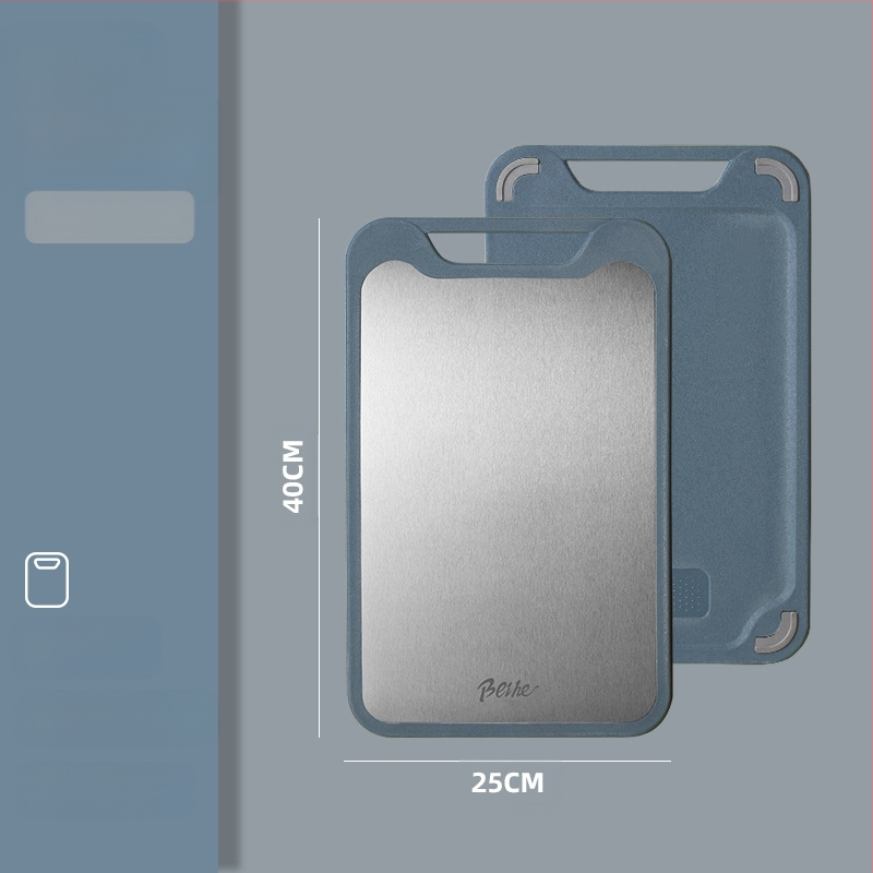 Πίνακας κοπής από 304 ανοξείδωτο ατσάλι-πλαστικό, διπλής όψεως, αντιολισθητικός, πολυλειτουργικός για κουζίνα, κοπή ωμών και ώριμων φρούτων, μοντέρνο μινιμαλιστικό στυλ