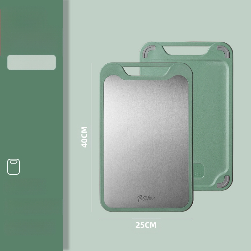 Πίνακας κοπής από 304 ανοξείδωτο ατσάλι-πλαστικό, διπλής όψεως, αντιολισθητικός, πολυλειτουργικός για κουζίνα, κοπή ωμών και ώριμων φρούτων, μοντέρνο μινιμαλιστικό στυλ