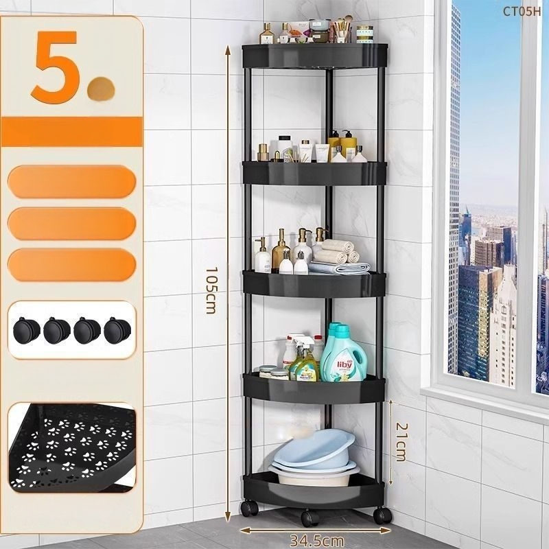 Fürdőszobai háromszög sarkos polc, műanyag, egyszerű modern dizájn, CE tanúsítvány