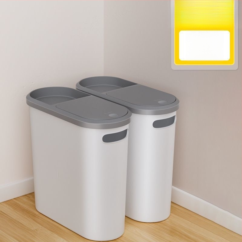 Κάδος απορριμμάτων μπάνιου με καπάκι που πιέζεται, πλαστικός, 10 L, τετράγωνος, απαλό κλείσιμο, οικιακή χρήση